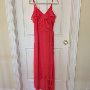 Design Lab Coral Ruffle Maxi Dress